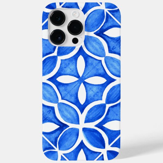 Coques Case-Mate iPhone Aquarelle bleue Toscane italienne Carrelage (Verso)