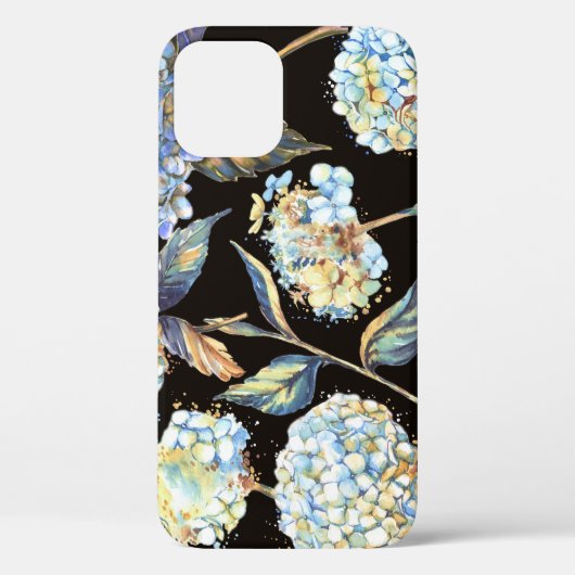Coques Case-Mate iPhone Aquarelle Blue Hydrangea : Motif foncé sans couleu (Verso)