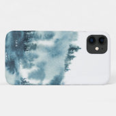 Coques Case-Mate iPhone Aquarelle Blue Winter Forest Monogramme (Dos (Horizontal))