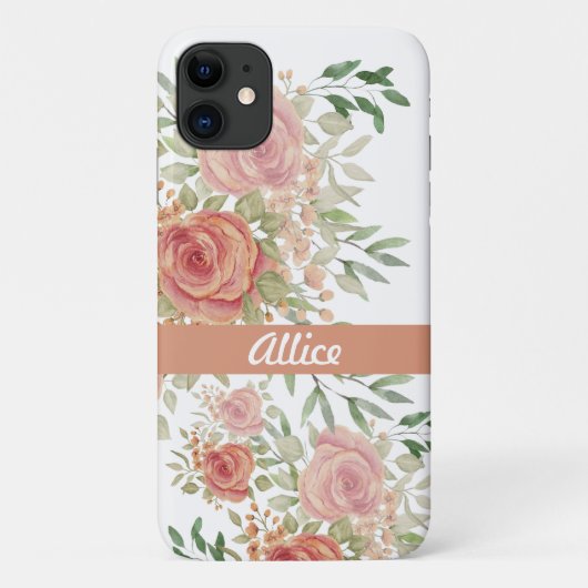 Coques Case-Mate iPhone Aquarelle Blush personnalisée Roses Boho Chic (Dos)