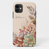 Coques Case-Mate iPhone Aquarelle Boho Cactus Monogramme (Dos)