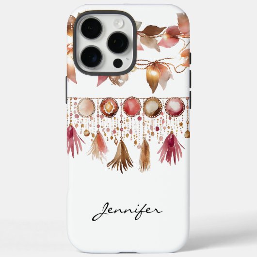 Coques Case-Mate iPhone Aquarelle Boho Leaf Feather Indian iPhone (Verso)