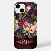 Coques Case-Mate iPhone Aquarelle Boho Motif Floral - Monogramme Bourgogne (Verso)