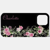 Coques Case-Mate iPhone Aquarelle Bordure florale rose (Verso (horizontal))