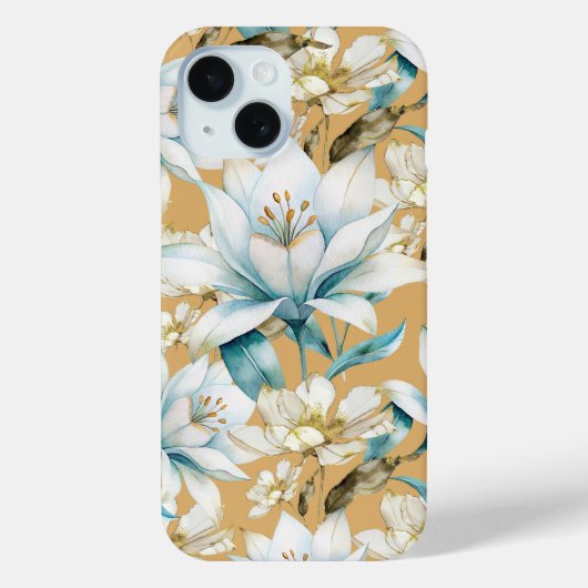 Coques Case-Mate iPhone Aquarelle botanique bleu blanc lily floral (Verso)