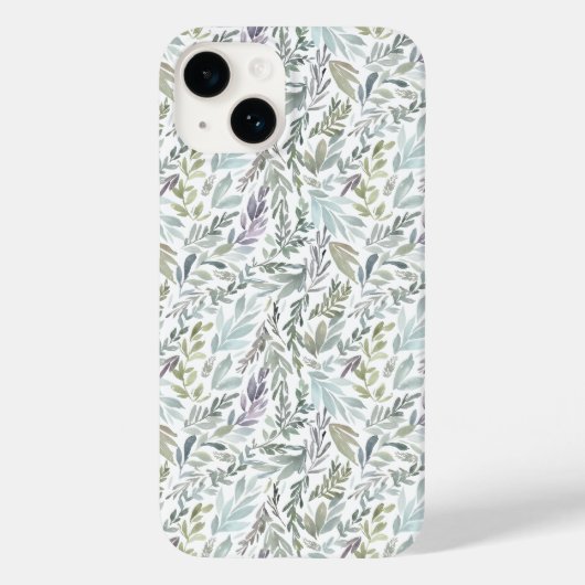 Coques Case-Mate iPhone Aquarelle botanique bleu vert (Verso)