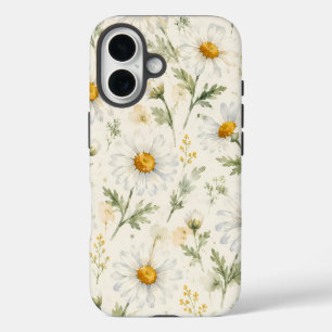 Coques iPhone 16 Aquarelle Botanique Fleur de Marguerite Sauvage