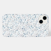Coques Case-Mate iPhone Aquarelle botanique gris bleu feuilles sur blanc (Verso (horizontal))