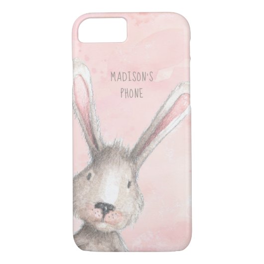 Coques Case-Mate iPhone Aquarelle Bunny Rabbit nom personnalisé (Dos)