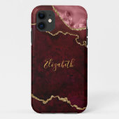 Coques Case-Mate iPhone Aquarelle Burgundy Gold Marble Agate Géode (Dos)