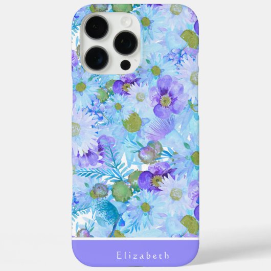 Coques Case-Mate iPhone Aquarelle Bush Fleur sauvage bleu romantique (Verso)