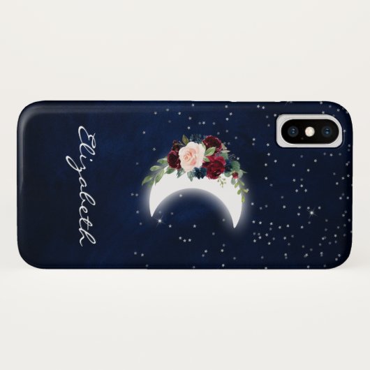 Coques Case-Mate iPhone Aquarelle céleste de la lune Bourgogne (Dos (Horizontal))