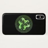 Coques Case-Mate iPhone Aquarelle Cercle de noeud celtique vert avec cheva (Dos (Horizontal))