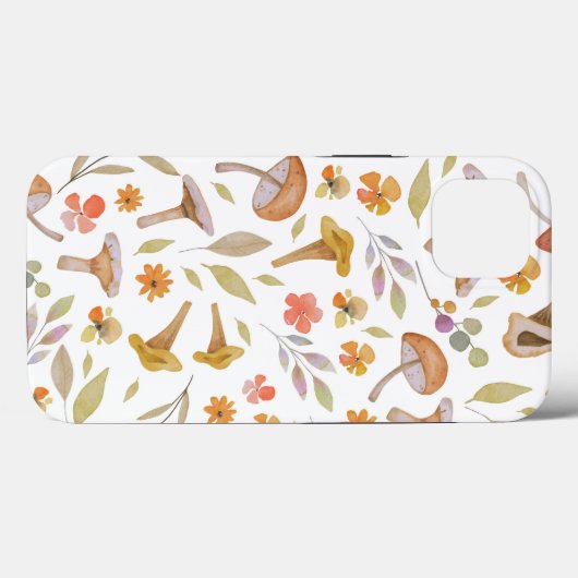 Coques Case-Mate iPhone Aquarelle Champignons et fleurs (Verso (horizontal))