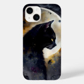 Coques Case-Mate iPhone Aquarelle Chat Noir Eclipse Lune Oeuvre (Verso)