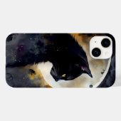 Coques Case-Mate iPhone Aquarelle Chat Noir Eclipse Lune Oeuvre (Verso (horizontal))