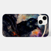 Coques Case-Mate iPhone Aquarelle Chat Noir Eclipse Lune Oeuvre (Verso (horizontal))