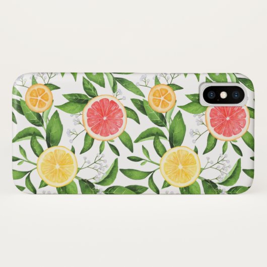 Coques Case-Mate iPhone Aquarelle Citrons, Oranges et Motif de pamplemouss (Dos (Horizontal))
