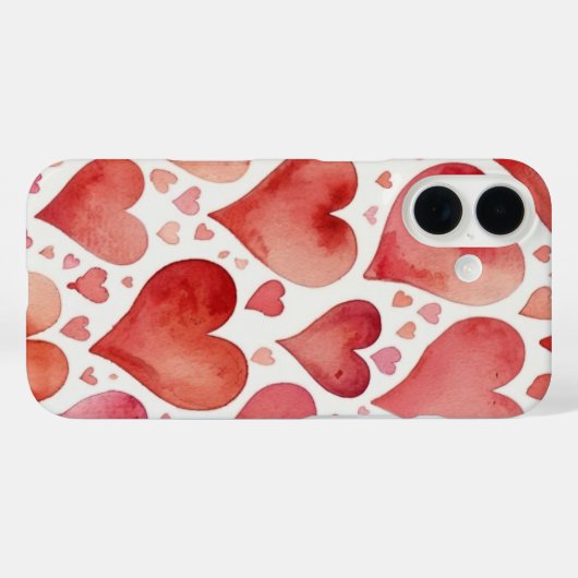 Coques Case-Mate iPhone Aquarelle Coeurs d'amour (Verso (horizontal))