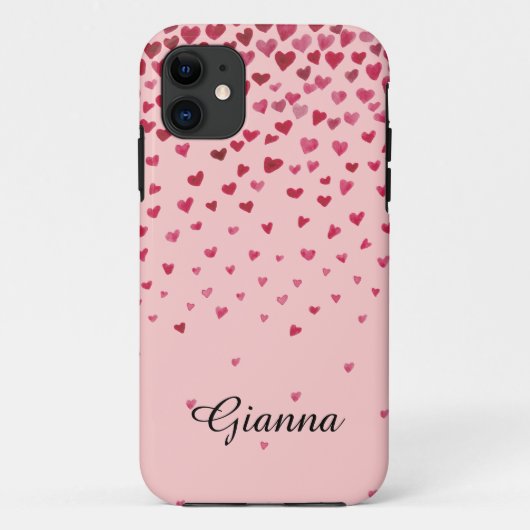 Coques Case-Mate iPhone Aquarelle - Coeurs en chute (Dos)