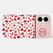 Coques Case-Mate iPhone Aquarelle Coeurs rouges Saint Valentin Monogrammé (Verso (horizontal))