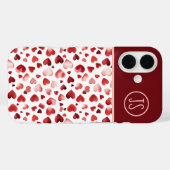 Coques Case-Mate iPhone Aquarelle Coeurs rouges Saint Valentin Monogrammé (Verso (horizontal))
