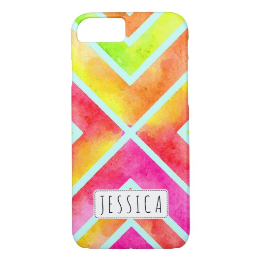 Coques Case-Mate iPhone Aquarelle colorée rayures géométriques tendance (Dos)