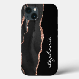 Case-Mate iPhone Case Aquarelle couleur or Rose noir Agate personnalisée