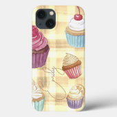 Coques Case-Mate iPhone Aquarelle Cupcake Jaune Plaid Monogramme Baker (Verso)