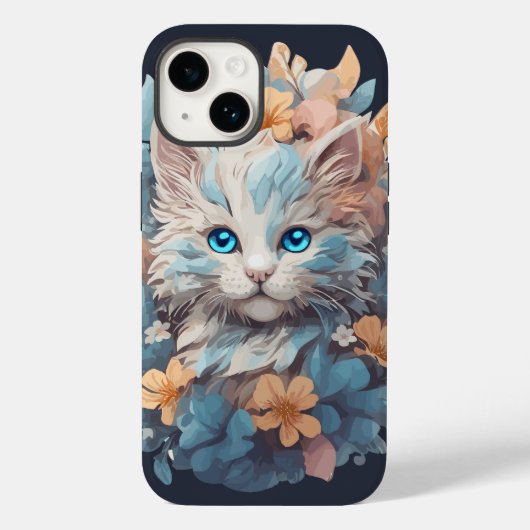 Coques Case-Mate iPhone Aquarelle Cute Florale Chat Splash (Verso)