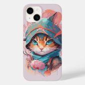 Coques Case-Mate iPhone Aquarelle Cute Hoded Ninja Chat (Verso)