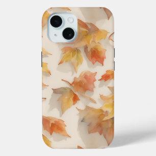 Coque Pour iPhone 15 Aquarelle d'automne pastel feuille arrière - plan
