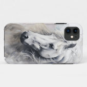 Coques Case-Mate iPhone Aquarelle de cheval blanc (Dos (Horizontal))