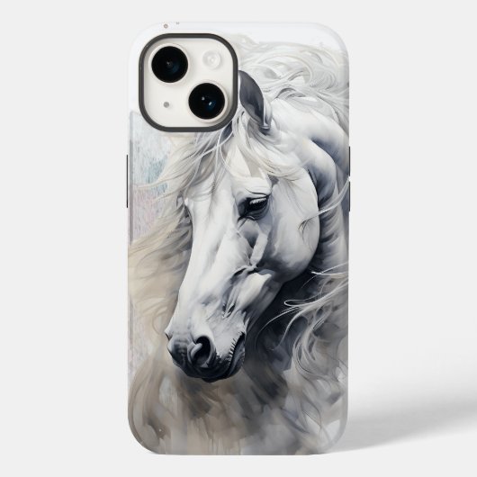 Coques Case-Mate iPhone Aquarelle de cheval blanc (Verso)