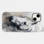 Coques Case-Mate iPhone Aquarelle de cheval blanc (Verso (horizontal))