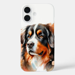 Coques iPhone 16 Aquarelle de chien de montagne bernois