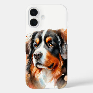 Coques iPhone 16 Aquarelle de chien de montagne bernois