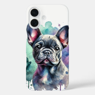 Coques iPhone 16 Aquarelle de chien taureau français