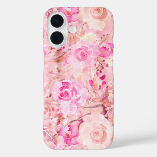Coques iPhone 16 Aquarelle de corail rose chic Country été floral C