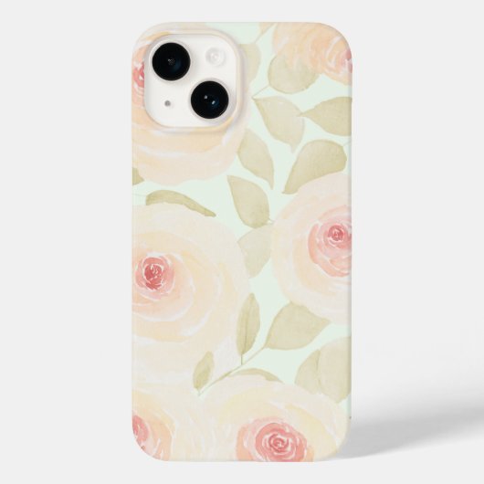 Coques Case-Mate iPhone Aquarelle de couleur verte et rose chic Sage (Verso)