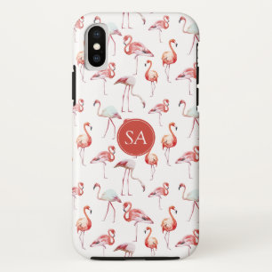 Case-Mate iPhone Case Aquarelle de Flamant rose rose tropicale monogramm