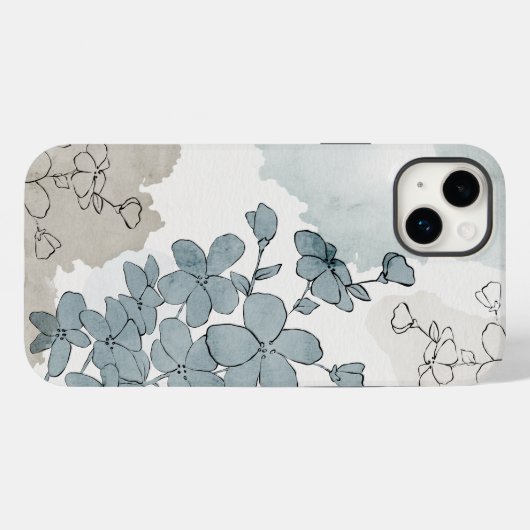 Coques Case-Mate iPhone Aquarelle de fleur bleu naturel propre (Verso (horizontal))