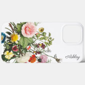 Coques Case-Mate iPhone Aquarelle de fleurs botaniques NOM PERSONNALISÉ (Verso (horizontal))