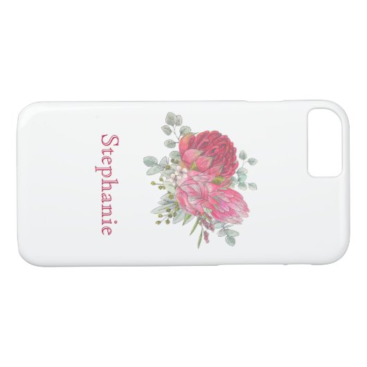 Coques Case-Mate iPhone Aquarelle de fleurs de Protea (Dos (Horizontal))