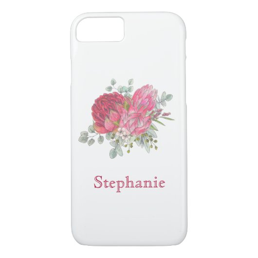 Coques Case-Mate iPhone Aquarelle de fleurs de Protea (Dos)