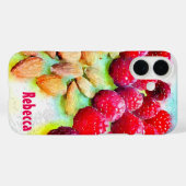 Coques Case-Mate iPhone Aquarelle de framboises et d'amandes (Verso (horizontal))