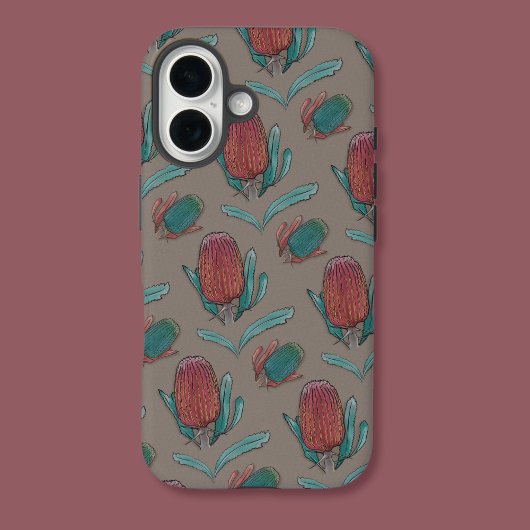 Coques Case-Mate iPhone Aquarelle de la Banksia rouge - Fleur autochtone a