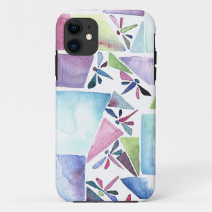Coque iPhone 11 Aquarelle de libellule Pastel