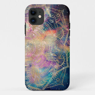 Case-Mate iPhone Case Aquarelle de mandala d'or élégant & Nebula colorée