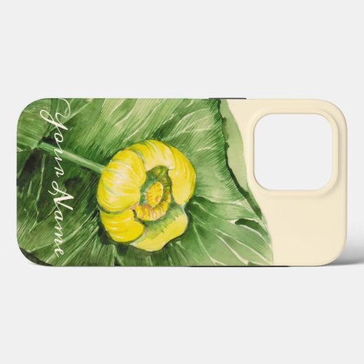 Coques Case-Mate iPhone aquarelle de nénuphar jaune (Verso (horizontal))